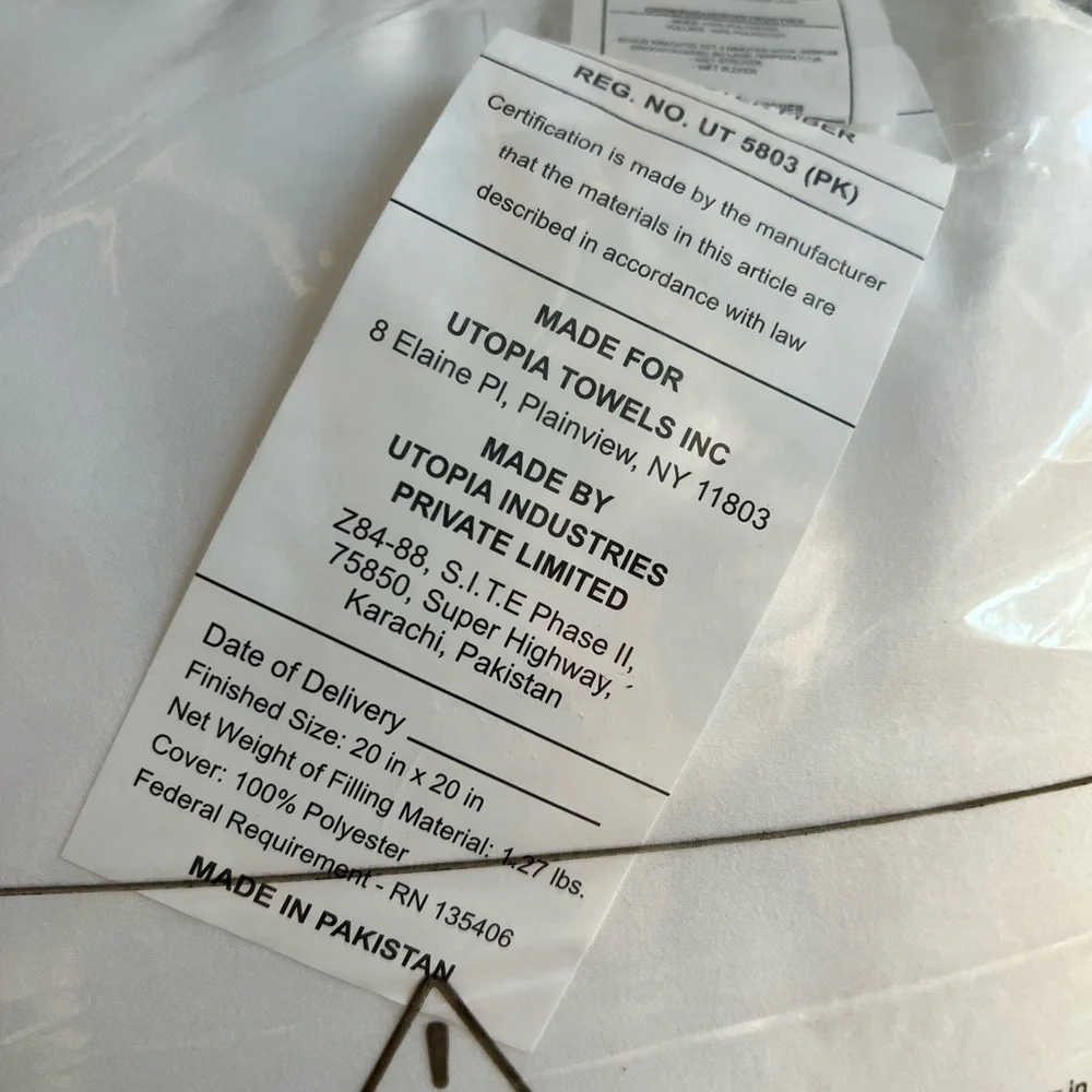 NEW Utopia Bedding White Throw Pillow Insert 20” x 20” – 100% Polyester Fill